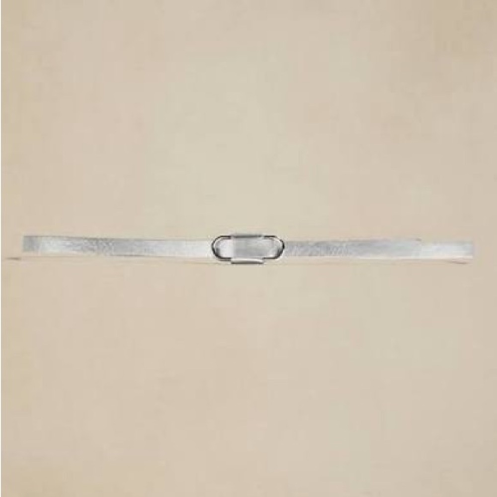 Banana Republic Factory Silver Metallic Leather Slider Buckle Belt Size S